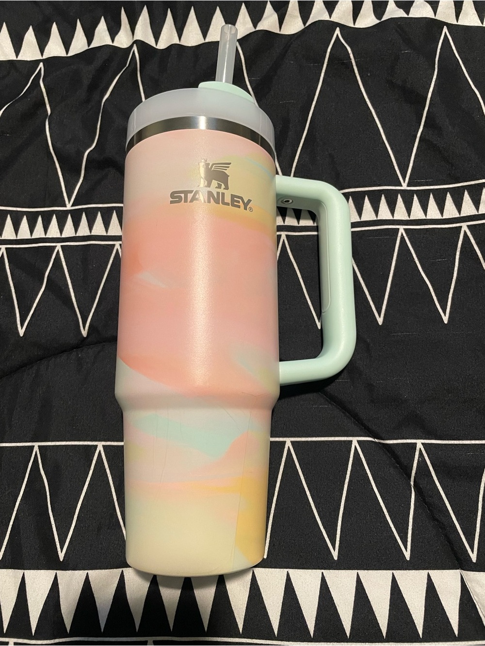 Stanley Pastel Swirl Travel Tumbler with Mint Handle